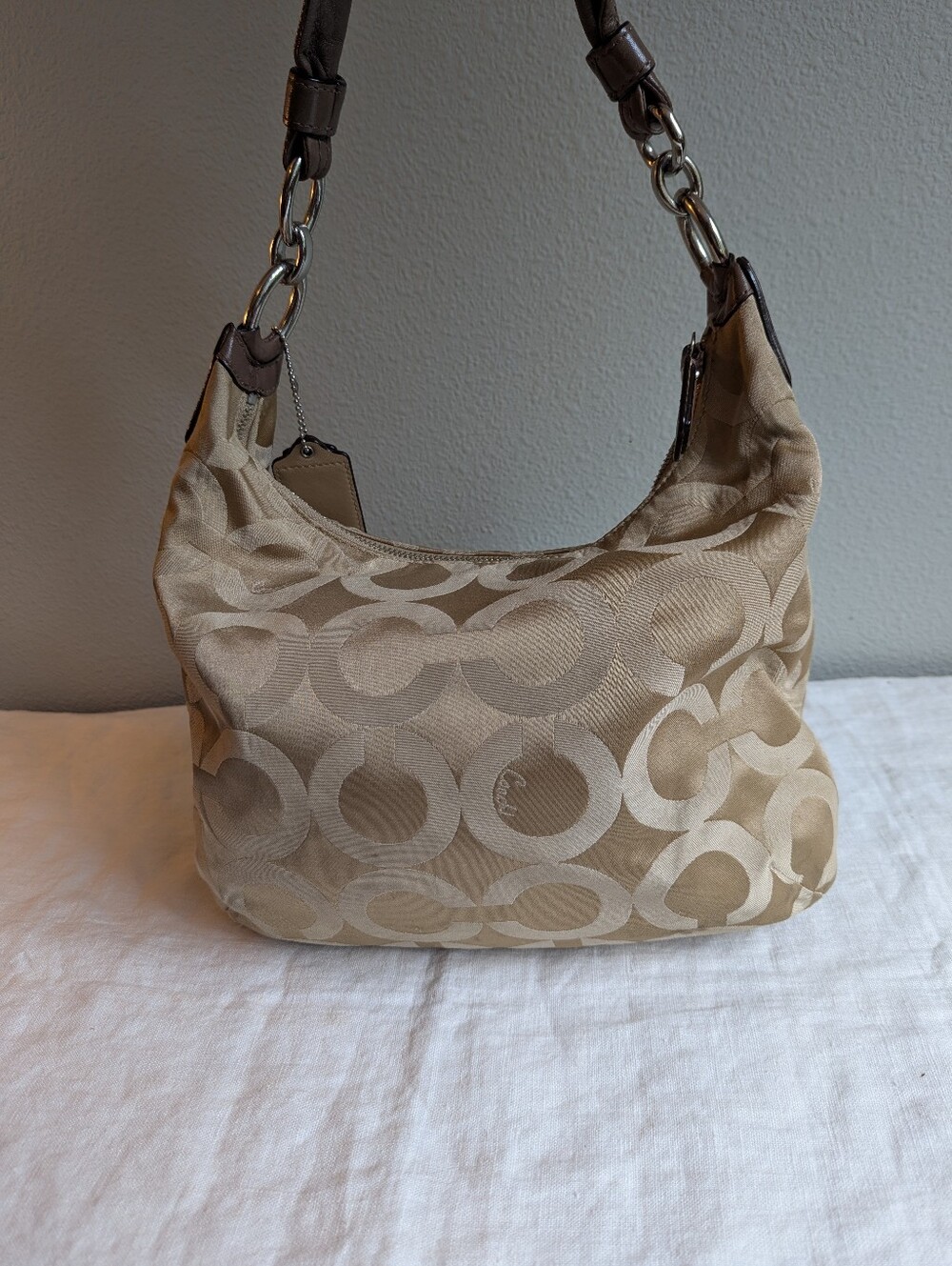 Vintage Y2K Coach Kristin Op Art Hobo Bag Shoulder Crossbody Signature Big C - Picture 8 of 16